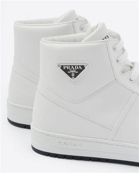 prada sneakers white and silver|prada high top sneakers.